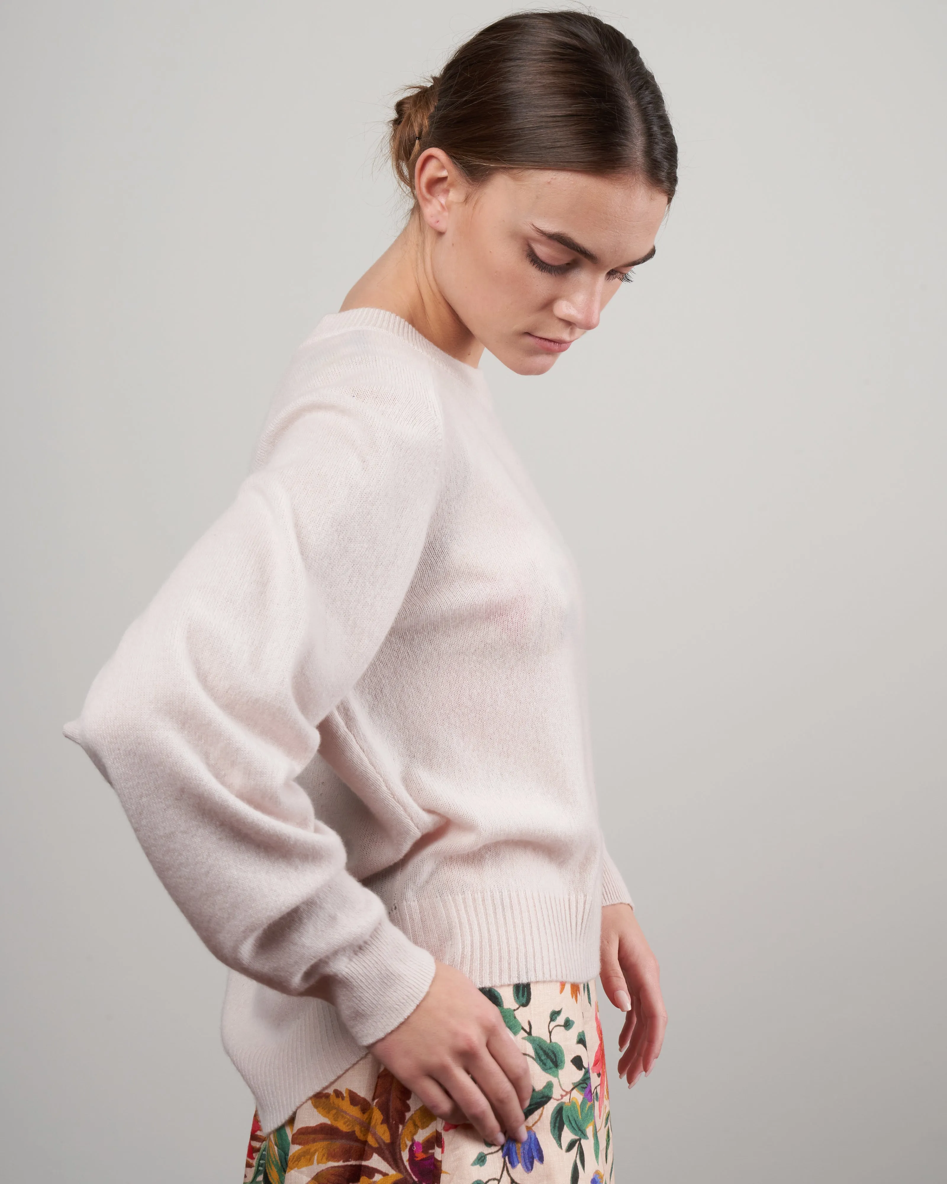 featherweight cashmere sweater open sleeve cocoon - butter cream