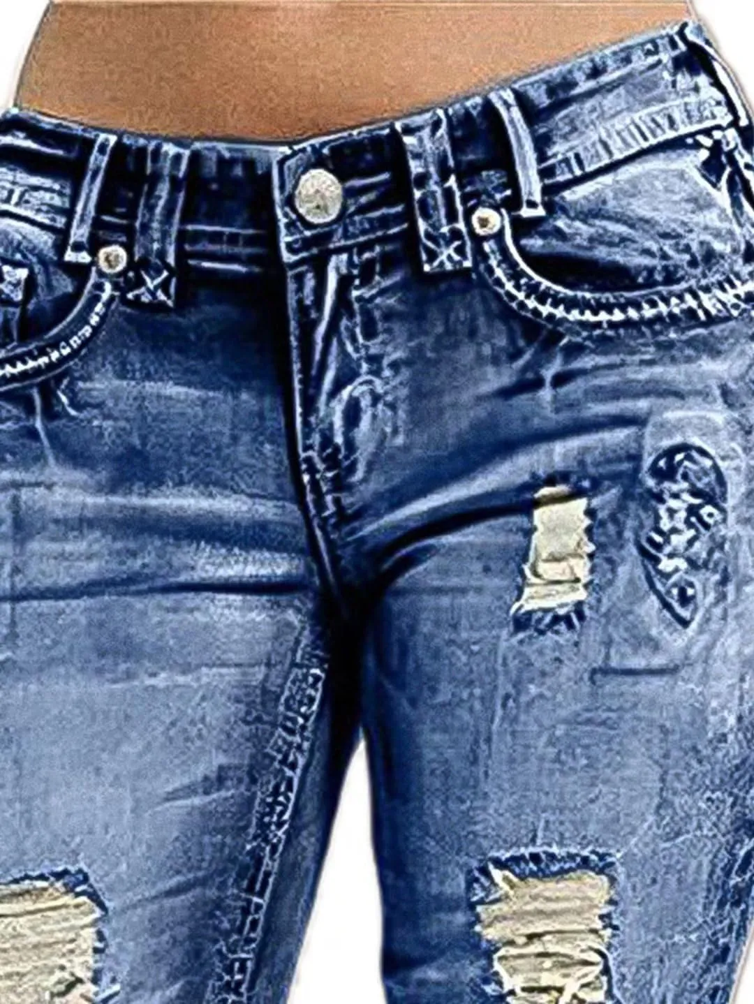 Flamingals Bootcut Jeans for Women Low Rise Stretchy Ripped Skinny Jeans Distressed Wash Western Jeans Trendy Denim Jeans