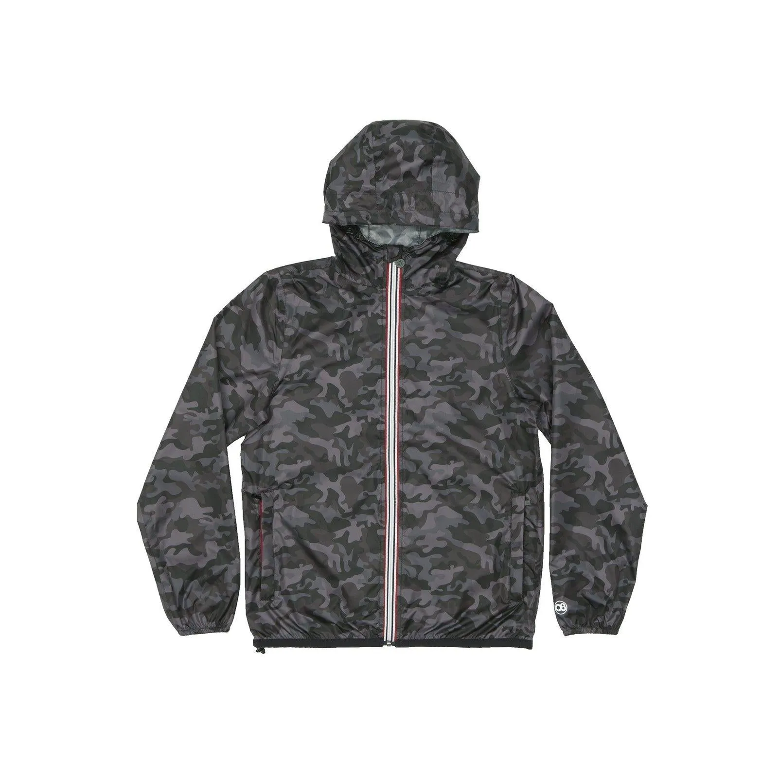 Full Zip Packable Rain Jacket (Black Camo)