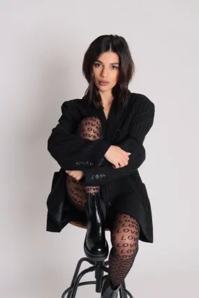 Gemini Black Pinstripe Oversized Blazer