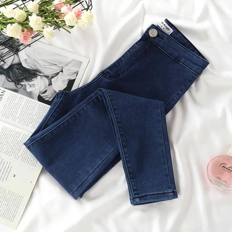 High Waist Velvet Inside Stretchy Skinny Denim Jeans