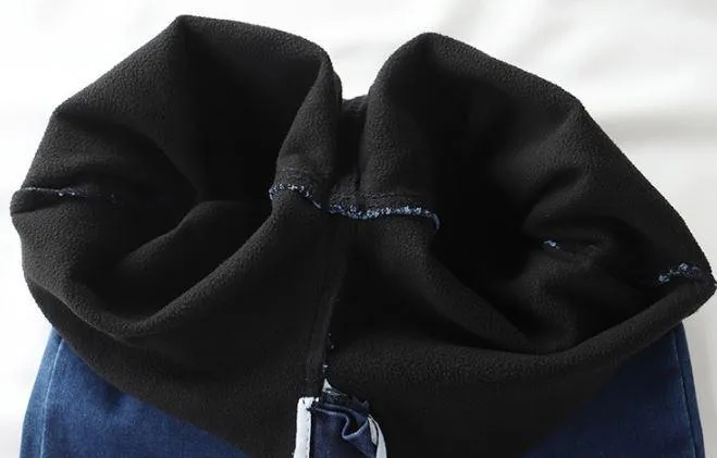 High Waist Velvet Inside Stretchy Skinny Denim Jeans
