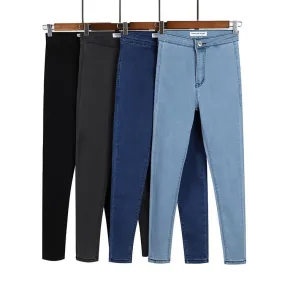 High Waist Velvet Inside Stretchy Skinny Denim Jeans