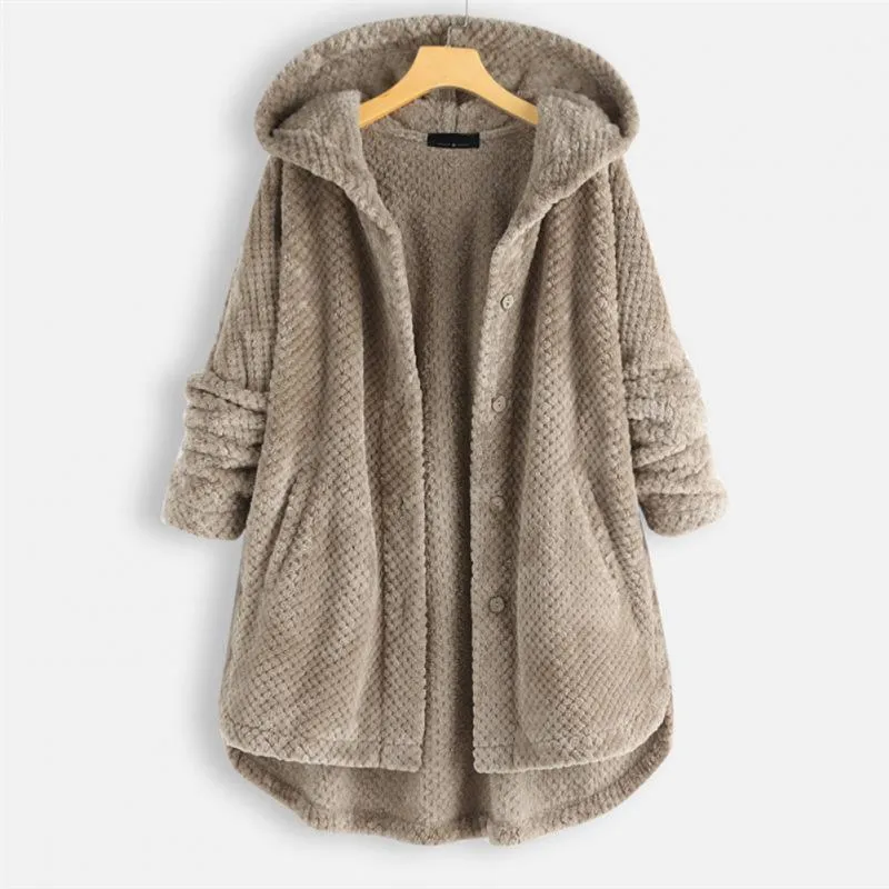 Ivyshape | Comfy Plush Hooded Cardigan