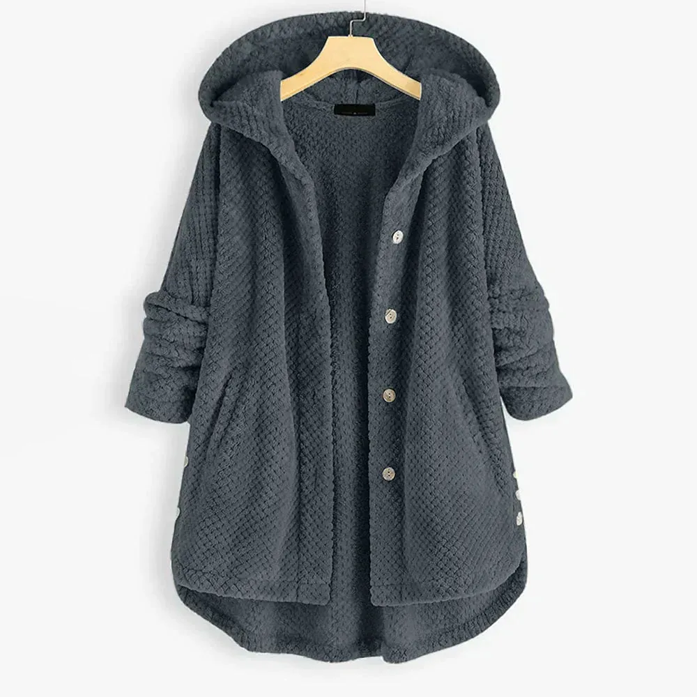 Ivyshape | Comfy Plush Hooded Cardigan