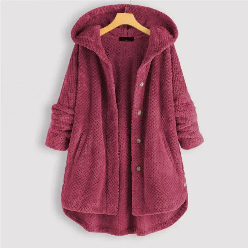 Ivyshape | Comfy Plush Hooded Cardigan