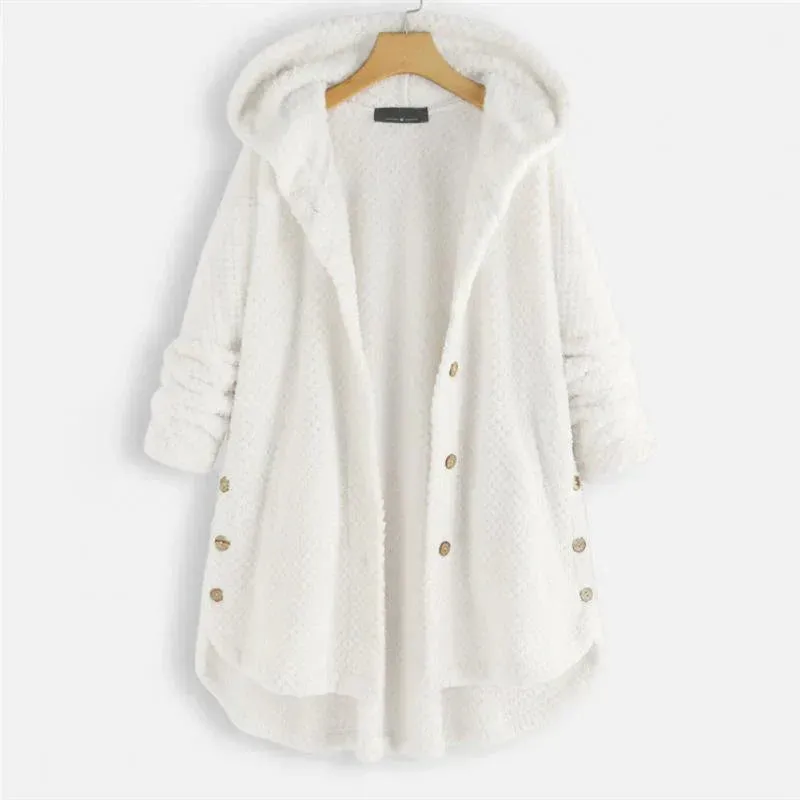 Ivyshape | Comfy Plush Hooded Cardigan