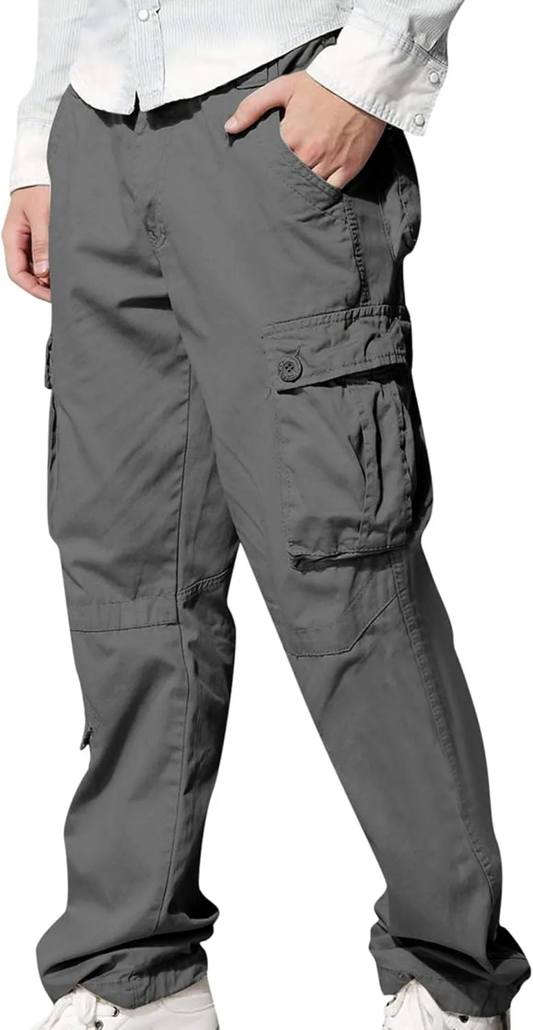 JEShifangjiusu Men Outdoor Cargo Pant Lightweight Tactical Military Baggy Pant Hiking Jogger Classic Trousers Multi Pockets