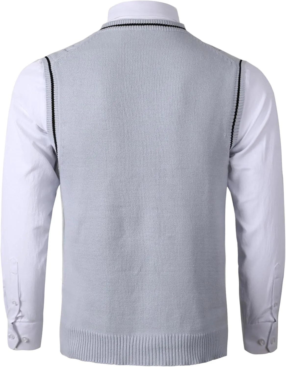 JEShifangjiusu Mens Knitwear Vest Sleeveless Casual V Neck Slim Fit Pullover Topcoat Ribbed Hem Knitted Sweater