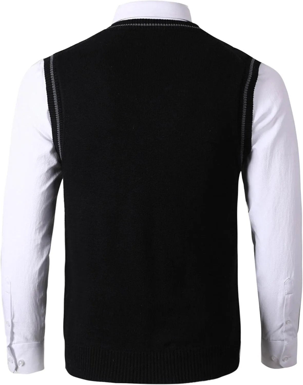 JEShifangjiusu Mens Knitwear Vest Sleeveless Casual V Neck Slim Fit Pullover Topcoat Ribbed Hem Knitted Sweater