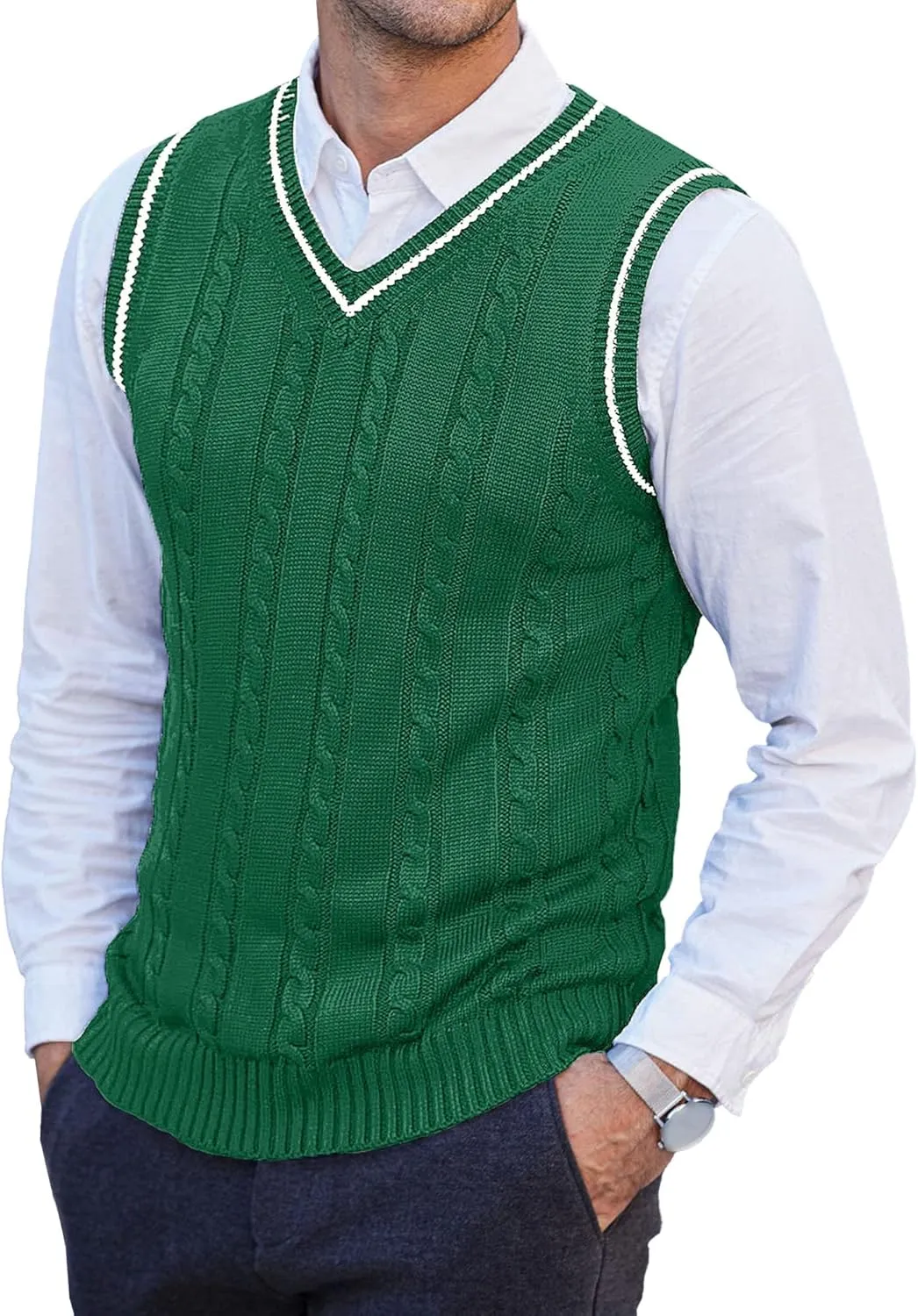 JEShifangjiusu Mens Knitwear Vest Sleeveless Casual V Neck Slim Fit Pullover Topcoat Ribbed Hem Knitted Sweater