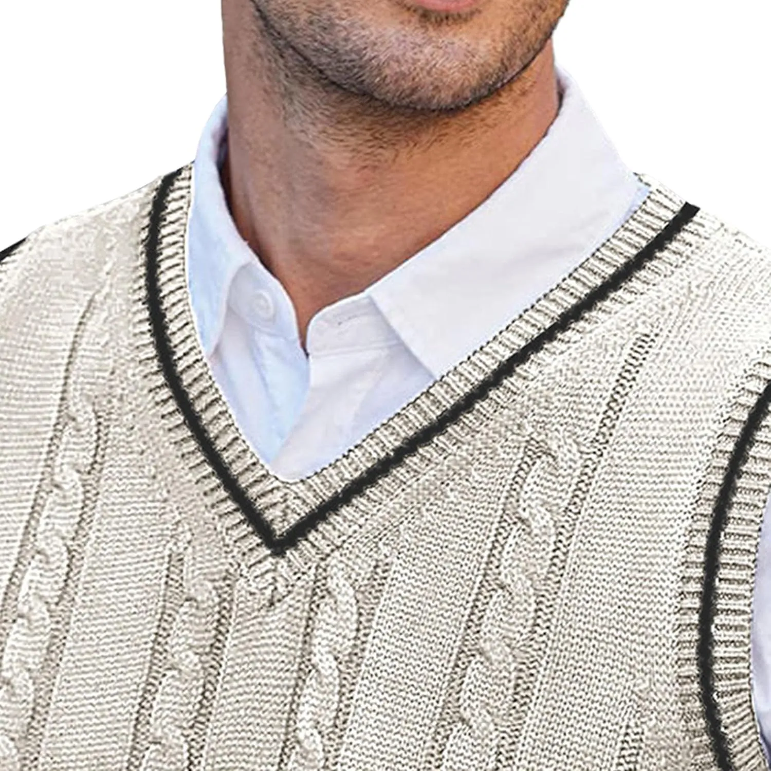 JEShifangjiusu Mens Knitwear Vest Sleeveless Casual V Neck Slim Fit Pullover Topcoat Ribbed Hem Knitted Sweater