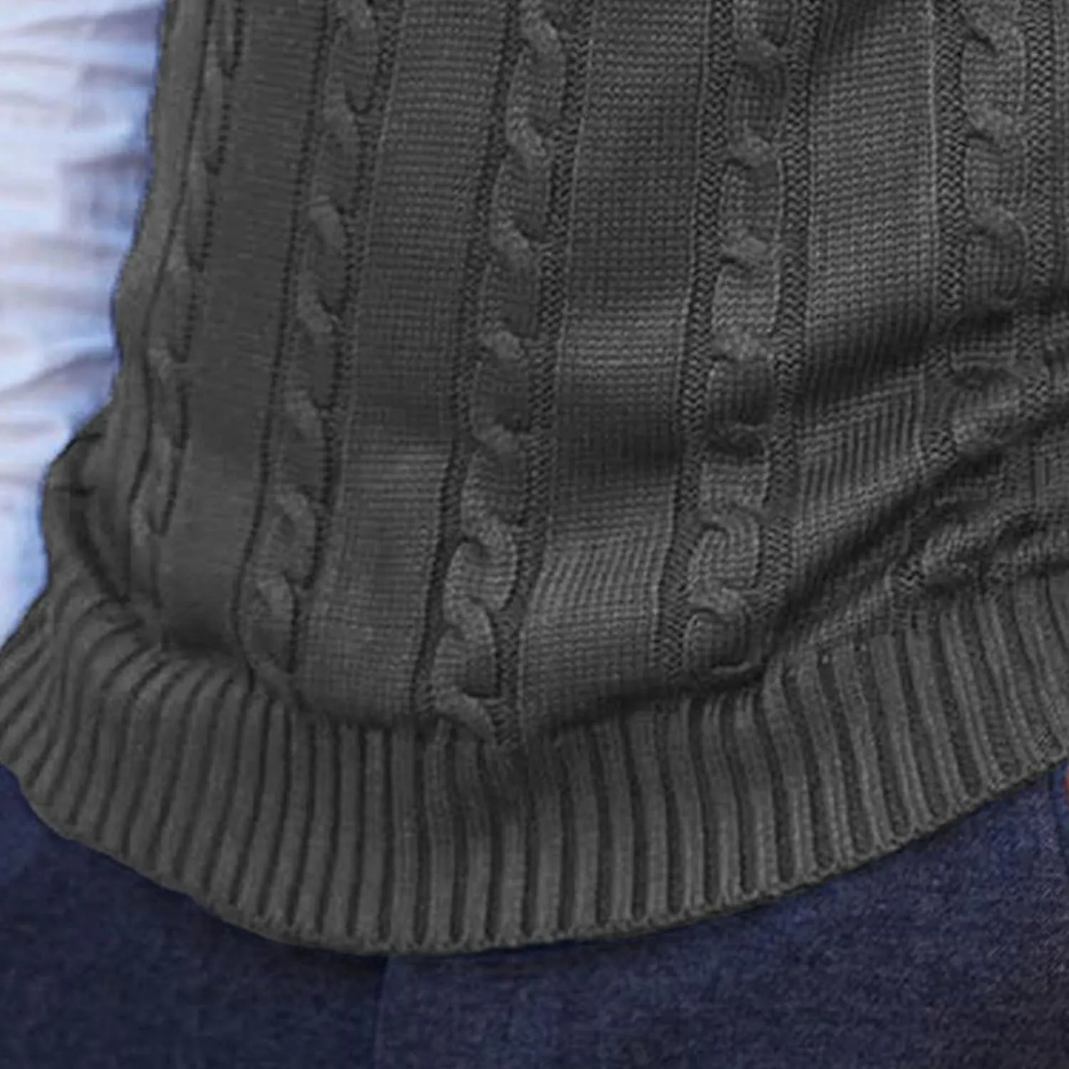 JEShifangjiusu Mens Knitwear Vest Sleeveless Casual V Neck Slim Fit Pullover Topcoat Ribbed Hem Knitted Sweater