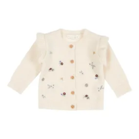 Knitted Cardigan With Embroideries - Soft White