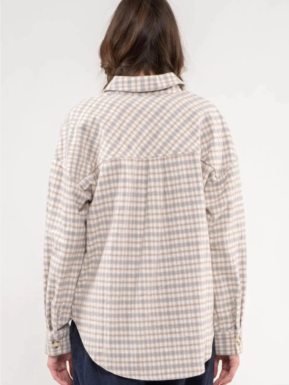 Kori Relaxed Contrast Plaid Shacket - Grey Multi
