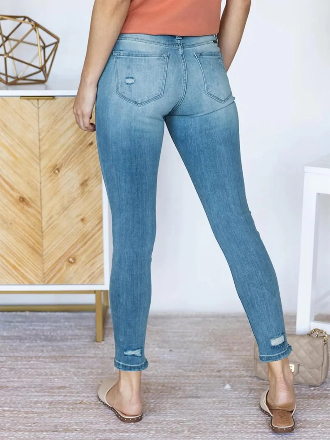 KUNMI Women's Ripped Skinny Jeans Distressed Stretchy Denim Pants