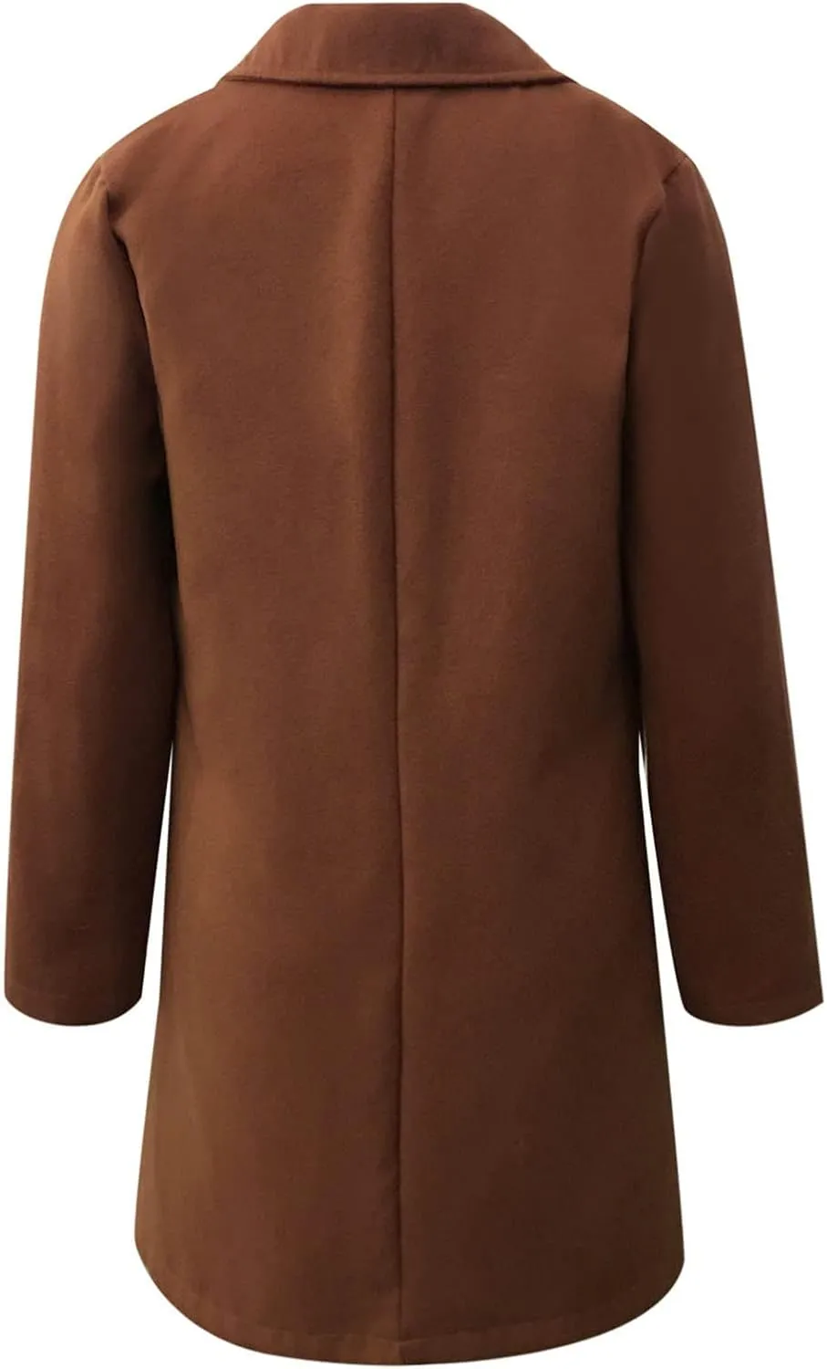 Lastesso Women's Solid Long Sleeve Trench Coat Open Front Loose Fit Cardigans Plaid Lapel Notched Collar Outerwear Comfy Coat