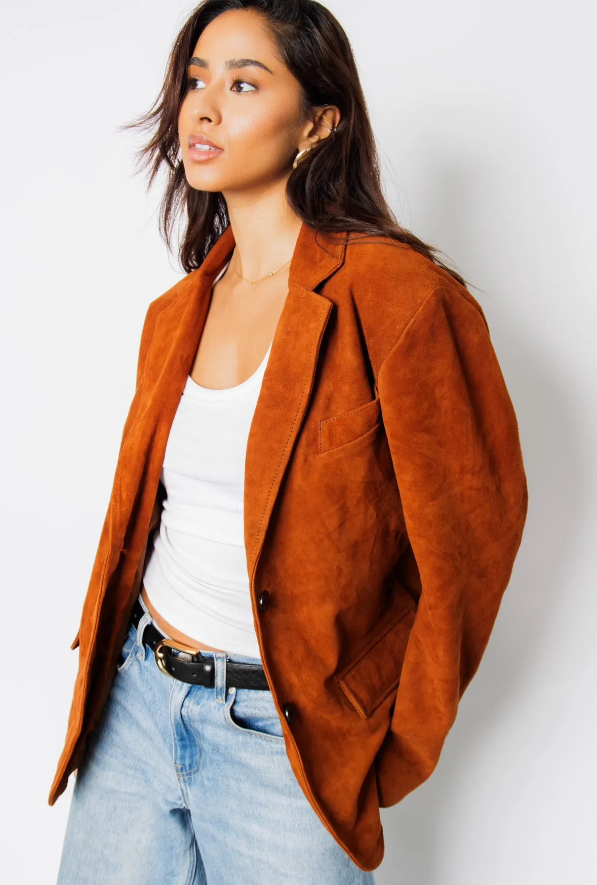 Libra Rustic Cognac Suede Blazer