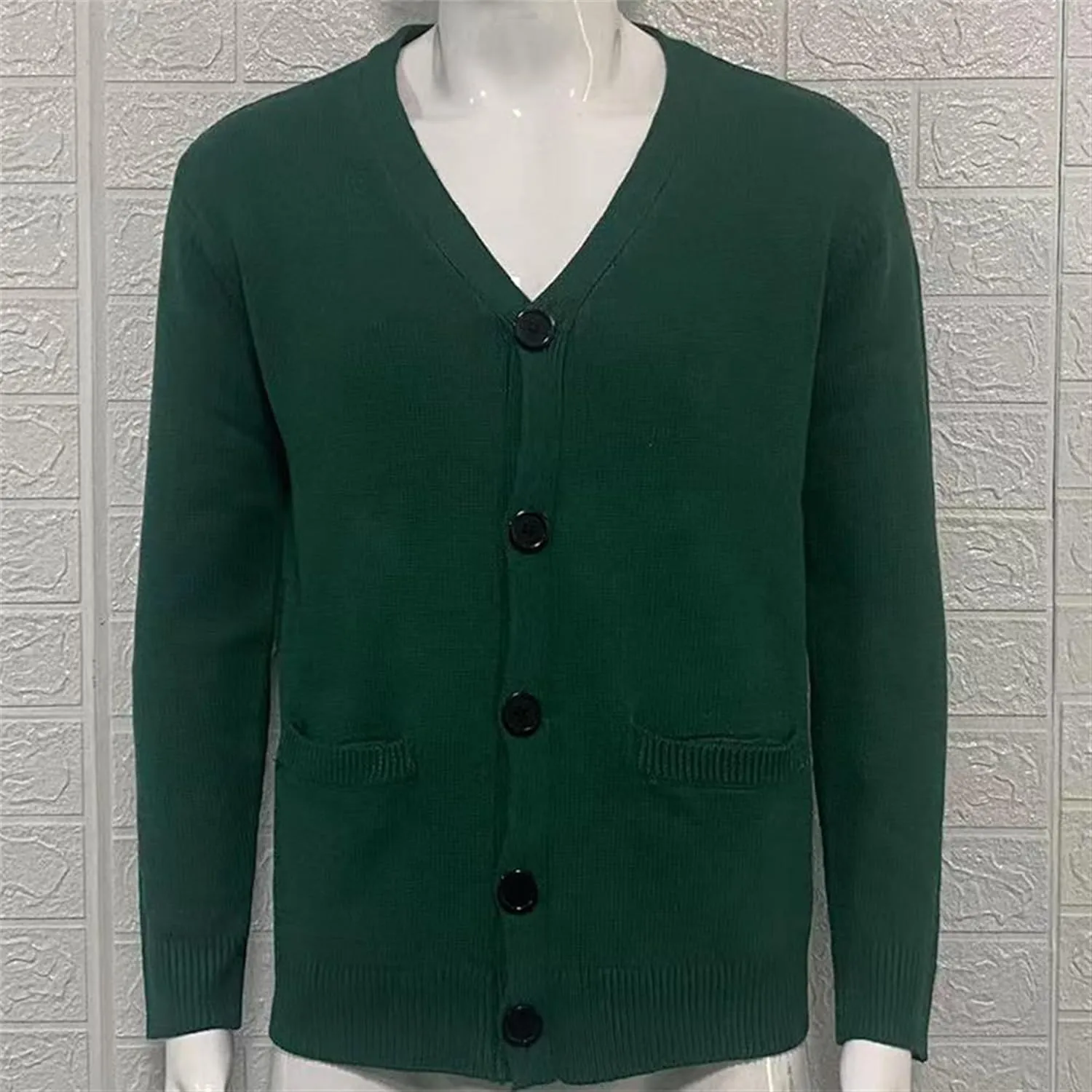 Maiyifu-GJ Men's Collar Cardigan Sweater V-Neck Knitted Sweaters Slim Fit Knit Button Up Sweater with Pockets