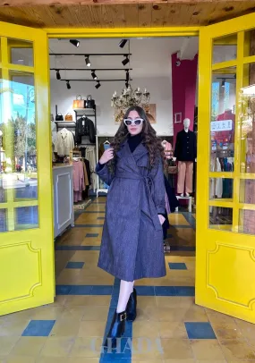 Manteau-trench long en noir