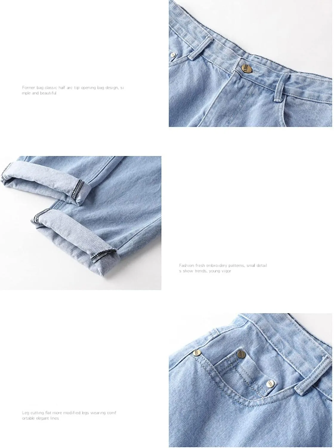 Men's Athletic-Fit Jean Old Men and Women Straight Korean Version Boys Casual Trousers Middle Waist Denim Long Pants