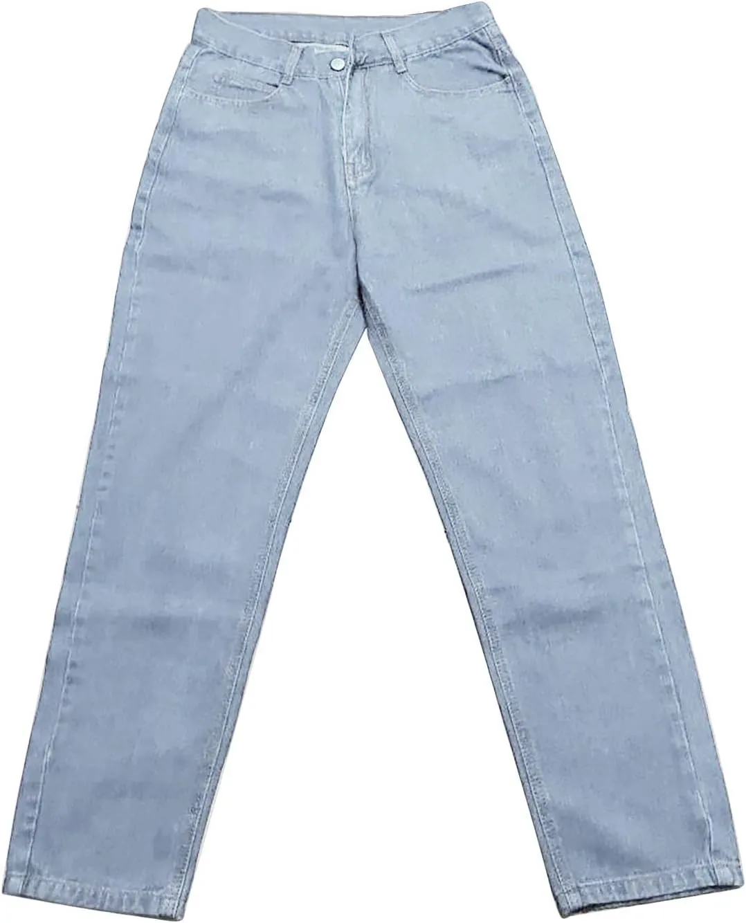 Men's Athletic-Fit Jean Old Men and Women Straight Korean Version Boys Casual Trousers Middle Waist Denim Long Pants