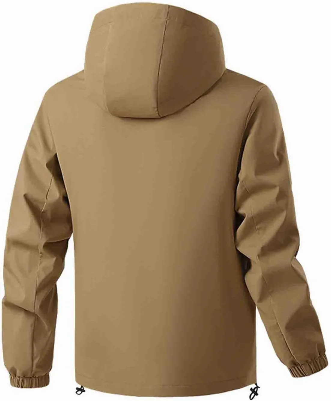 Mens Hooded Outdoor Rain Jacket Male Zipper Long Sleeve Raincoat 2024 Fall Fashion Waterproof Windbreaker with Pocket