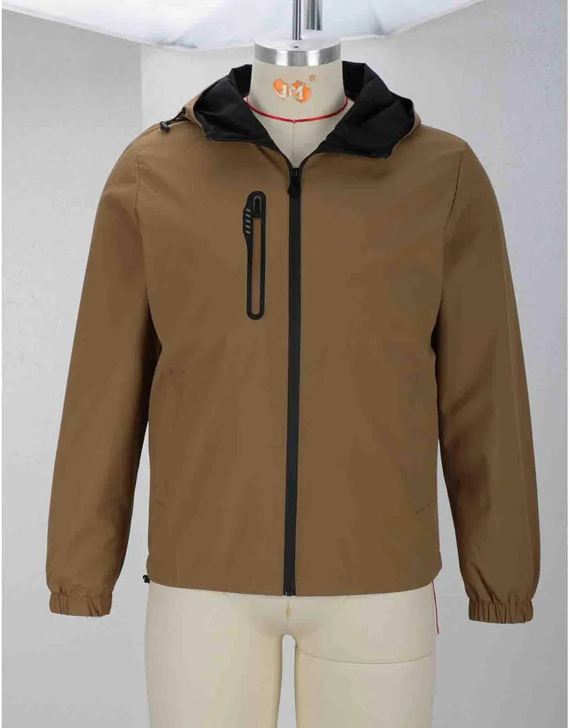Mens Hooded Outdoor Rain Jacket Male Zipper Long Sleeve Raincoat 2024 Fall Fashion Waterproof Windbreaker with Pocket