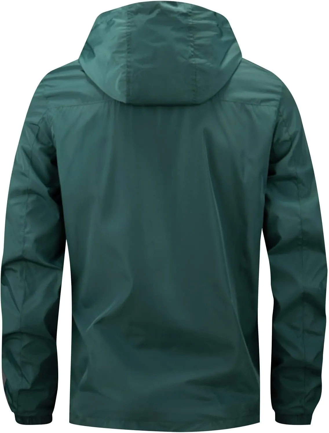 Mens Waterproof Rain Jacket With Hood Softshell Hiking Windbreaker Zip Up Rain Coats Pockets Outdoor Fishing Outwear