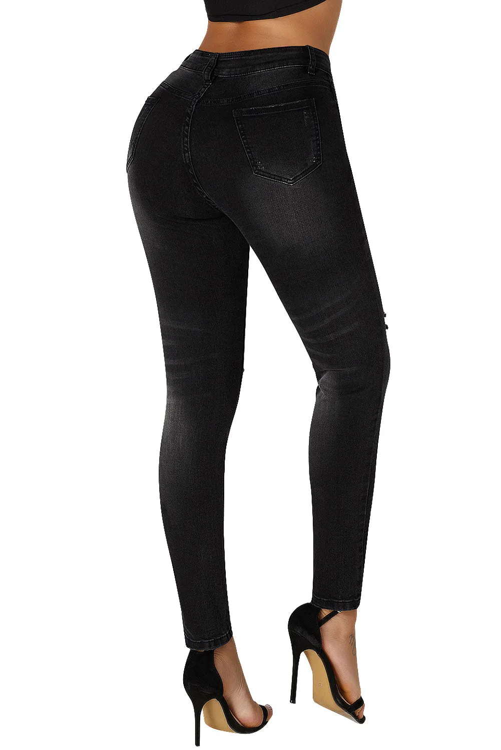 Mid Rise Ripped Stretchy Skinny Jeans