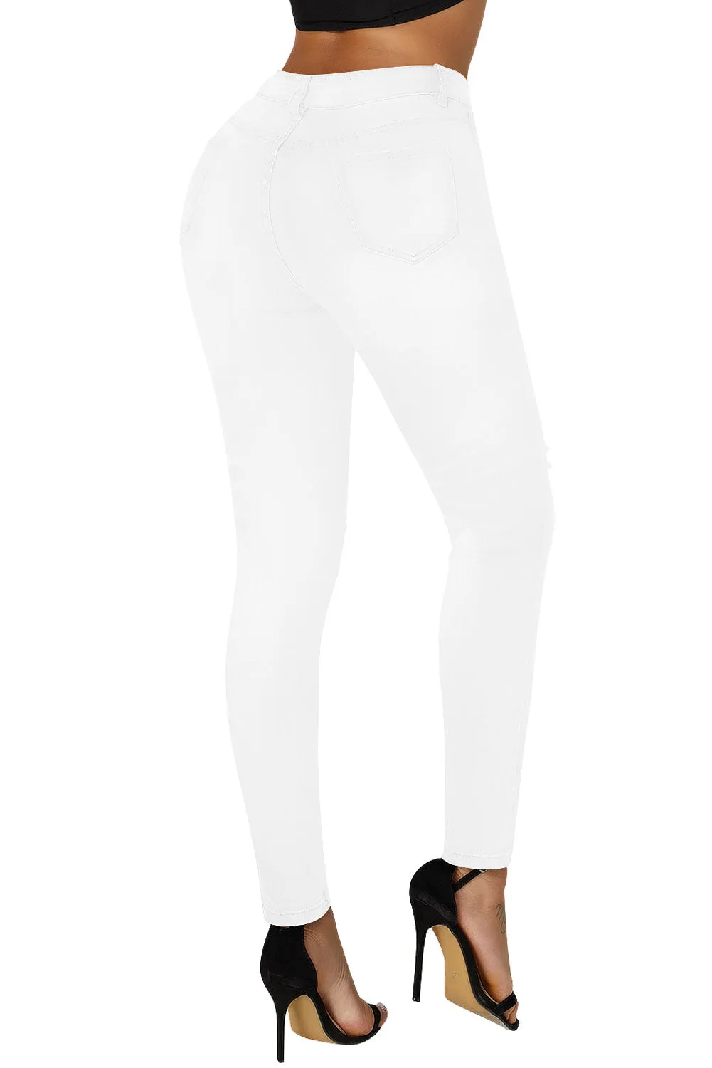 Mid Rise Ripped Stretchy Skinny Jeans