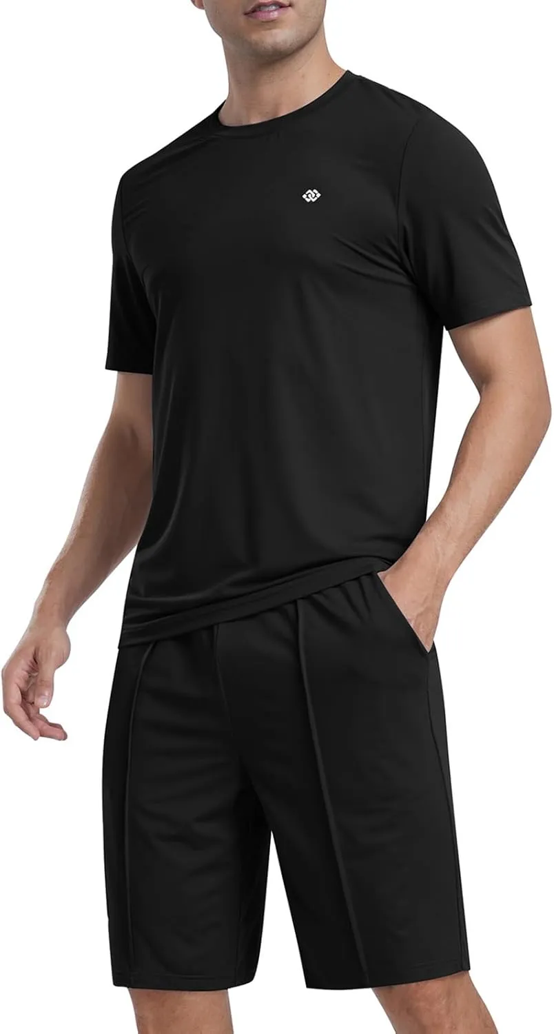 MoFiz Mens Tracksuits 2 Piece Short Set Outfits Cozy Lightweight Sweatsuits Active Running Sports Casual Sets