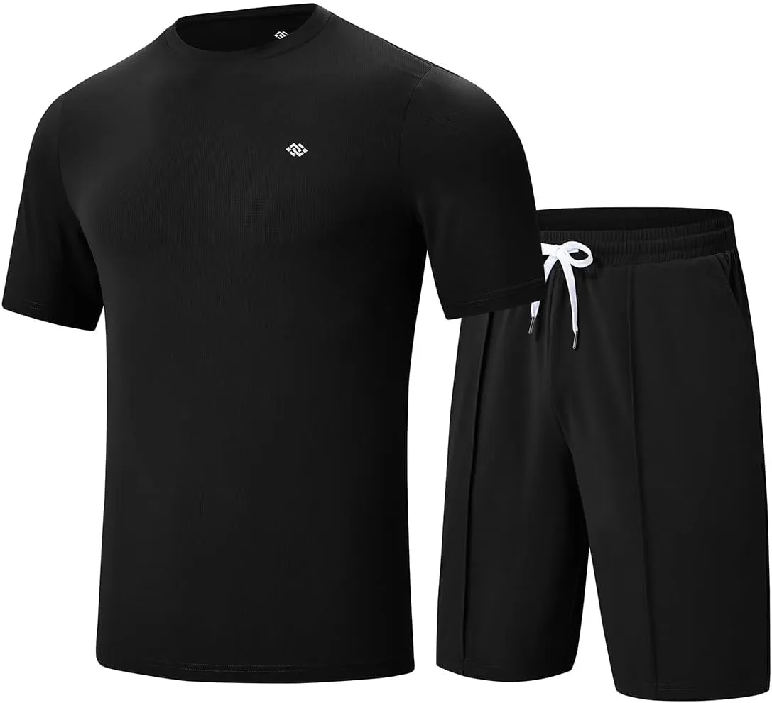 MoFiz Mens Tracksuits 2 Piece Short Set Outfits Cozy Lightweight Sweatsuits Active Running Sports Casual Sets