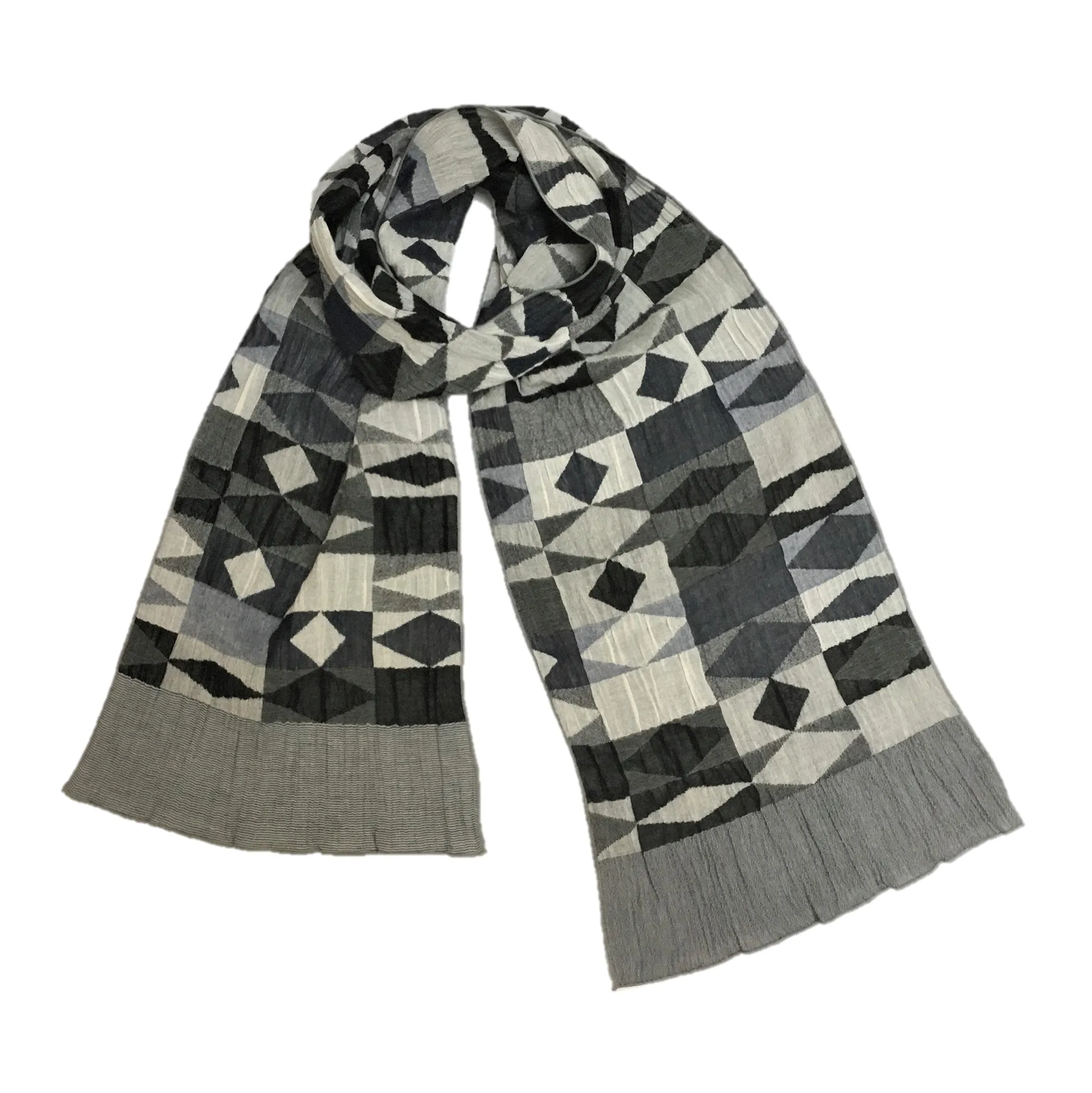 NUNO Scarf: “Cut Glass” (Blue/White/Black)