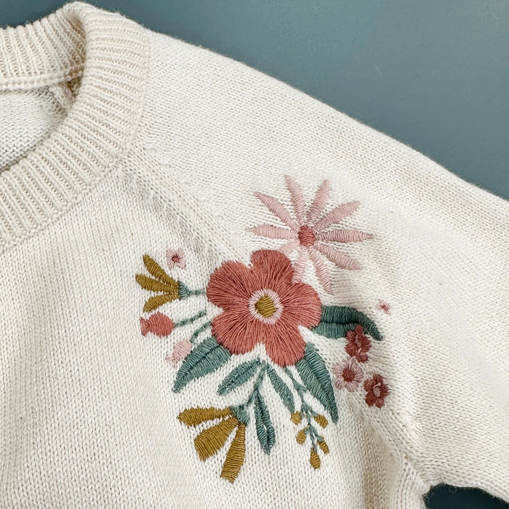 Organic Cotton Duck Mommy & Me Embroidered Baby Cardigan Sweater
