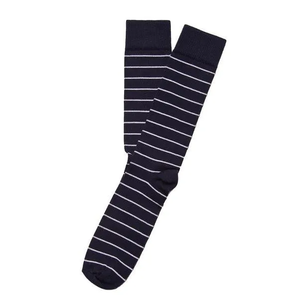 Pima Cotton Nautical Stripe Sock - Navy & White