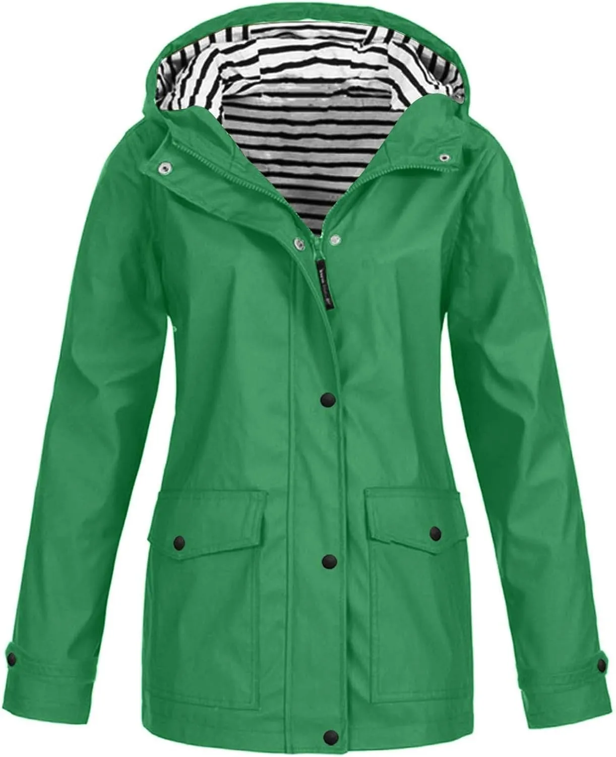 Rain Jacket for Women Waterproof Lightweight Coat Long Hooded Raincoat Travel Light Outdoor Windbreaker Trench Coats