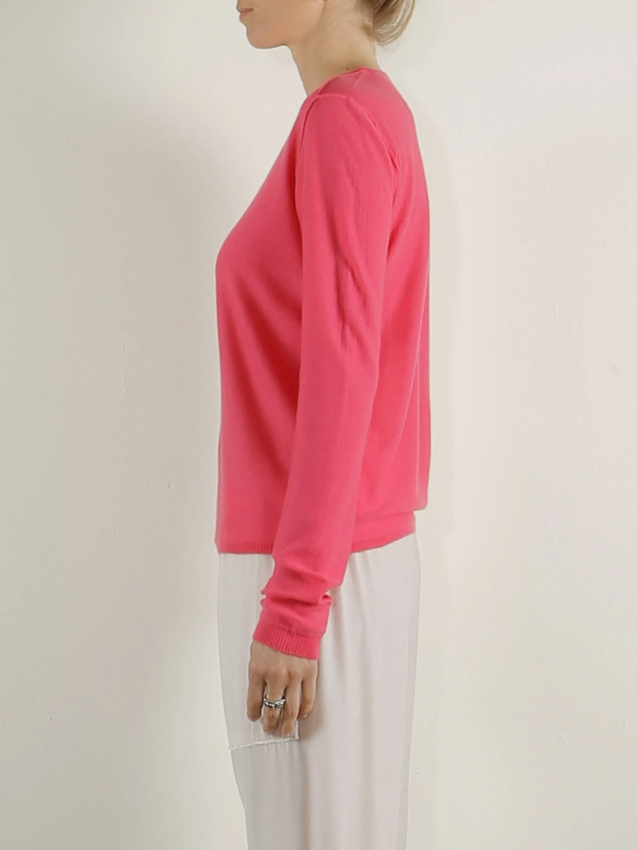 Raven Featherweight Cashmere Crew - Shocking Pink *Final Sale*