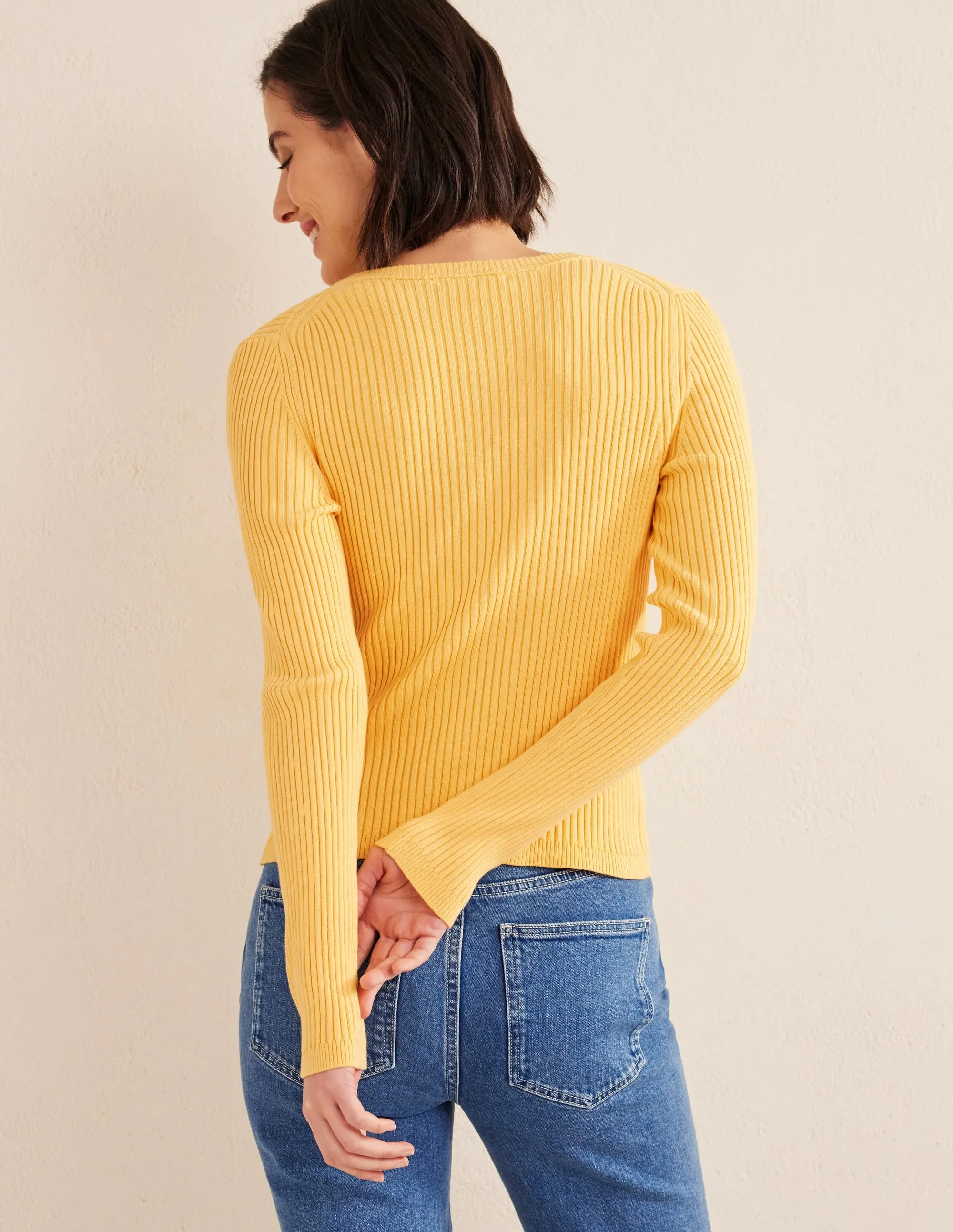Ribbed Detail Cardigan-Sweet Honeycomb