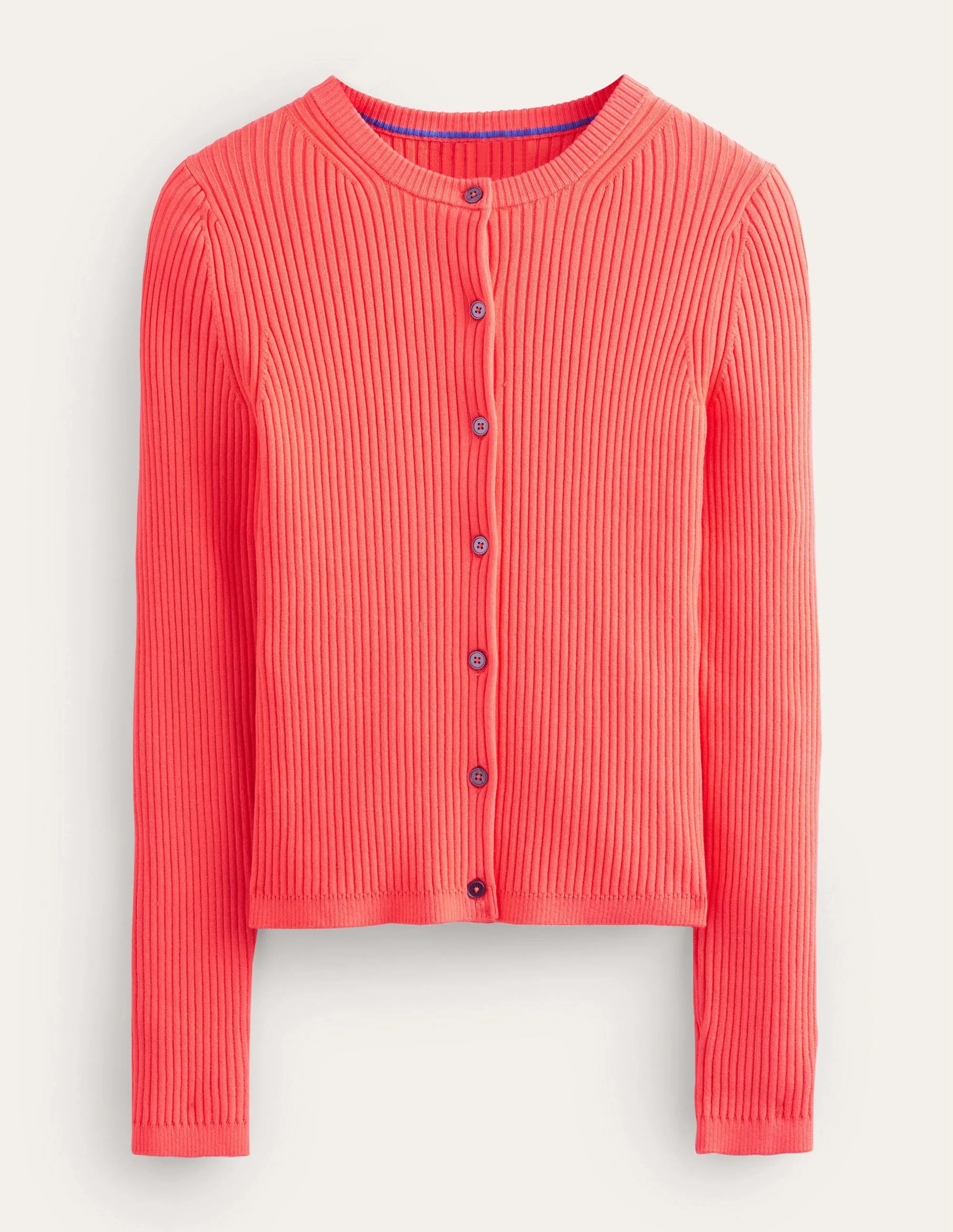 Ribbed Detail Cardigan-Watermelon Punch