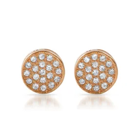 Rose Gold CZ Micropave Circle Stud Earrings