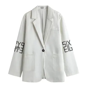 Sixty Eight 93 Logo Black Women's Leisure Blazer #19