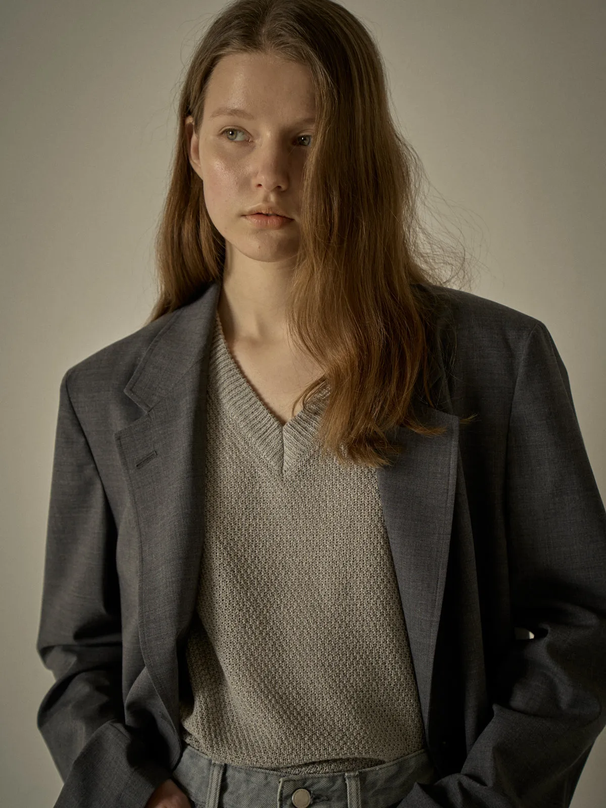 Summer-Wool Relaxed Jacket - Charcoal