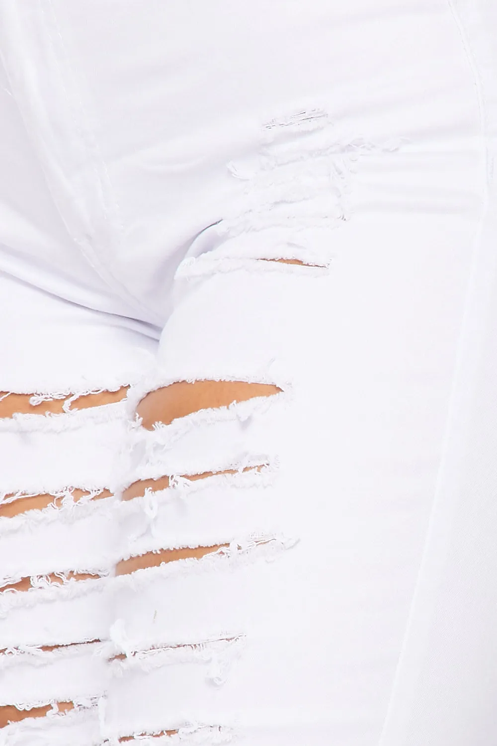 Super High Waisted Super Distressed Skinny Jeans - White