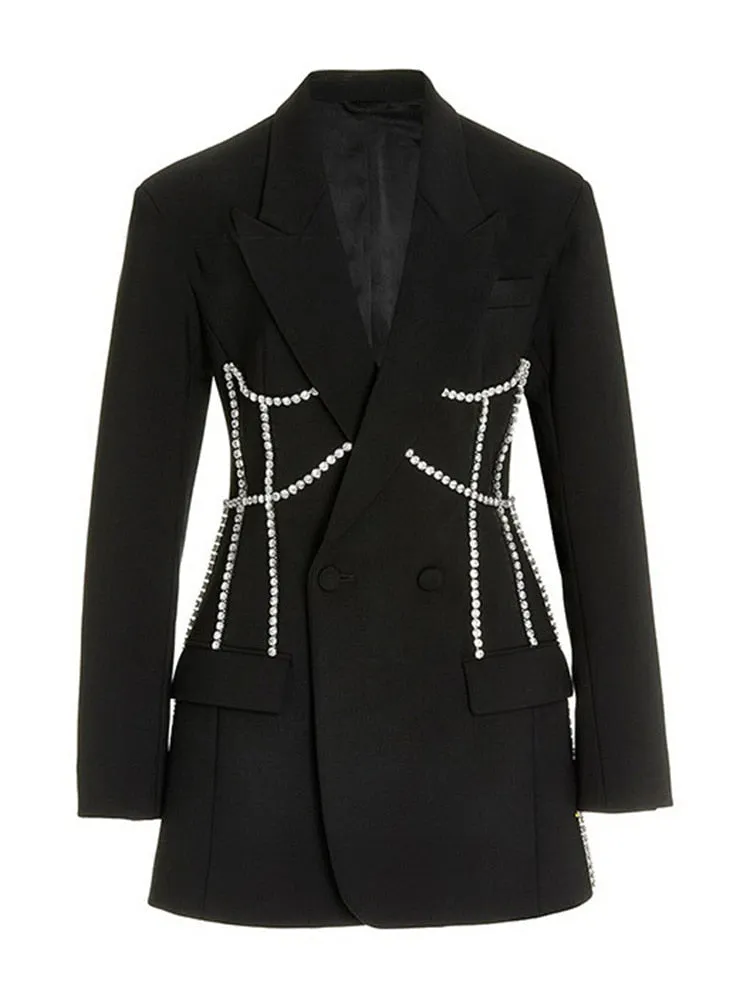 Tunic Patchwork Chain Slim Blazer