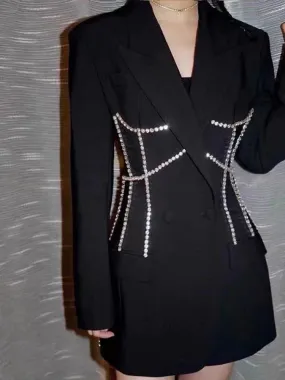Tunic Patchwork Chain Slim Blazer