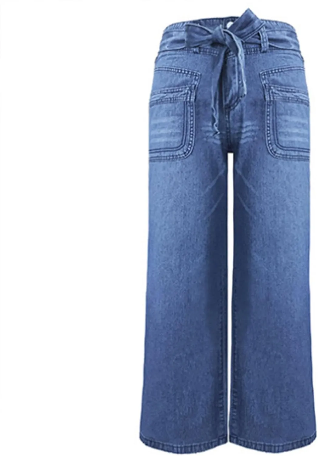 Wide Leg Jeans Woman Trendy High Waisted Bootcut Denim Pants Frayed Raw Hem Loose Maxi Jeans Stretchy Flare Jeans