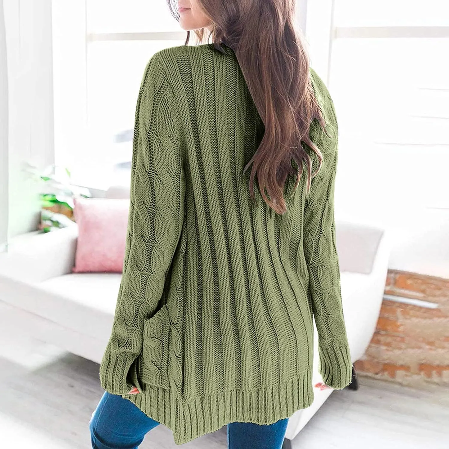 Winter Coats for Women 2025 Cable Knit Long Sleeve Sweaters Button Down Fall Outwear Coat Comfy Open Front Cardigan