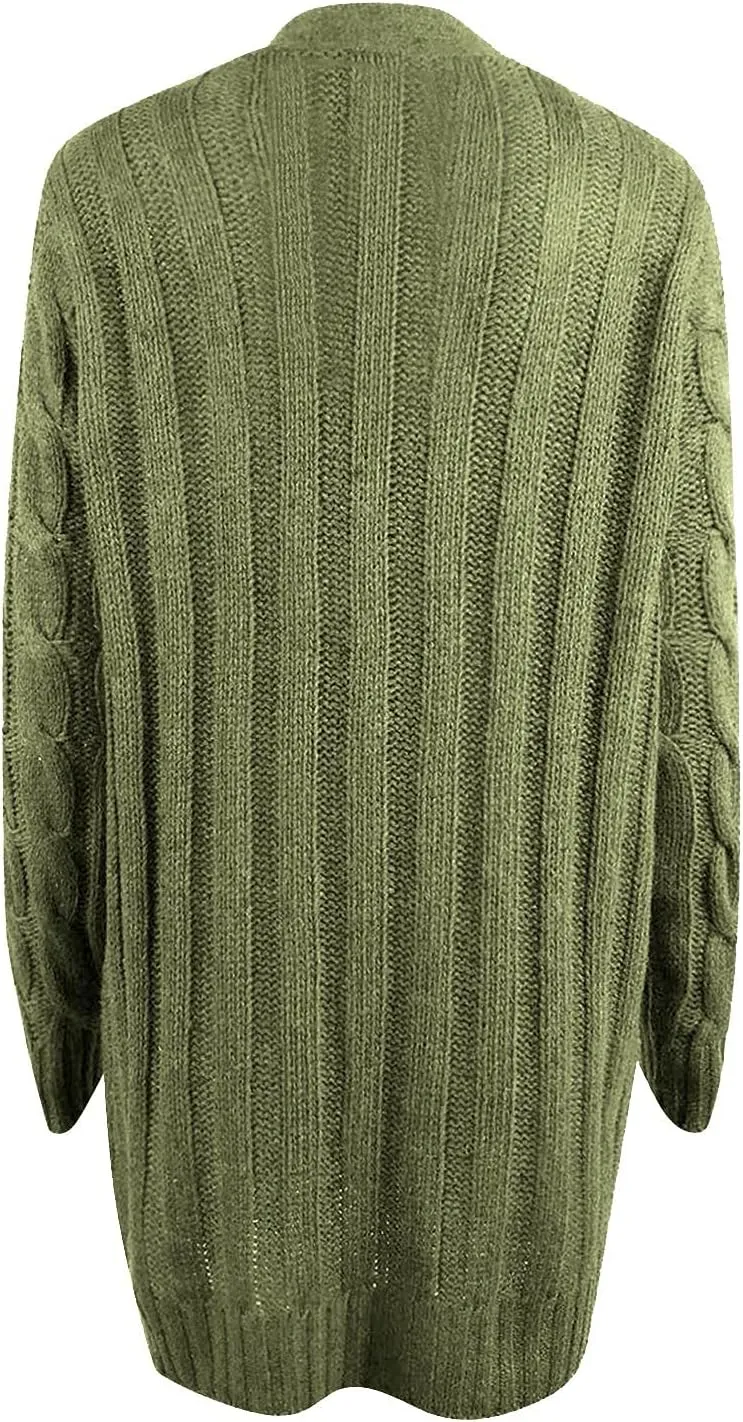 Winter Coats for Women 2025 Cable Knit Long Sleeve Sweaters Button Down Fall Outwear Coat Comfy Open Front Cardigan