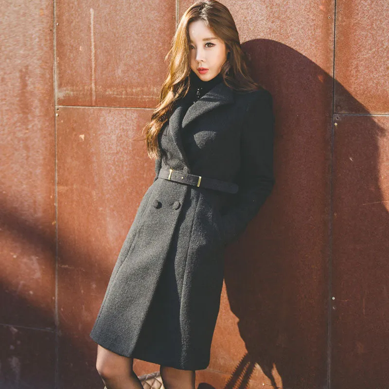 Women's Autumn/Winter Wool Belted Slim Trench
